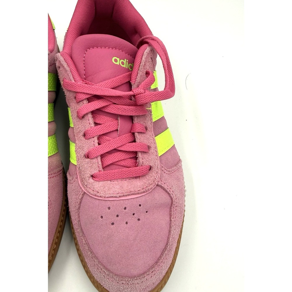 Adidas Breaknet Sleek Womens Sneakers Pink Neon Yellow Suede Gum Sole Size 6.5 - Picture 6 of 12